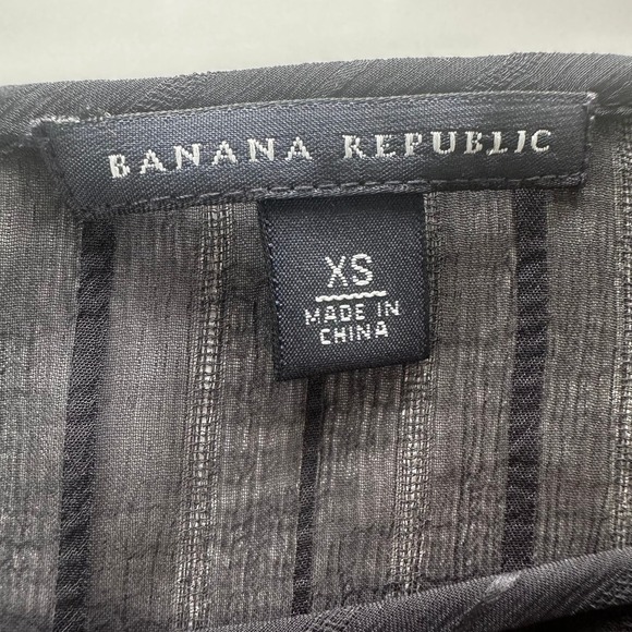 Banana Republic Black Sheer Striped Scoop Neck Short Sleeve Top- XS - Picture 4 of 8